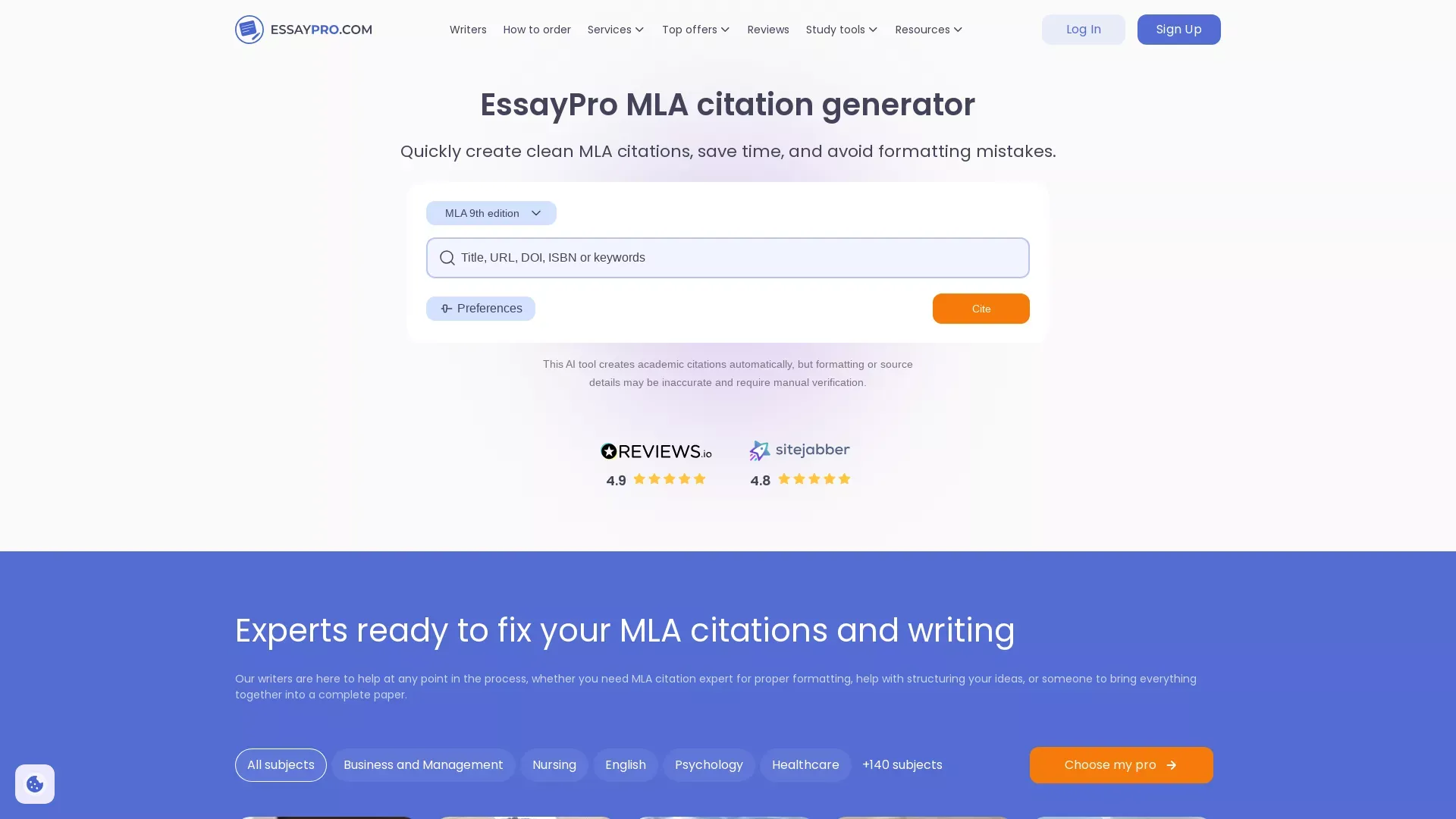 MLA citation generator