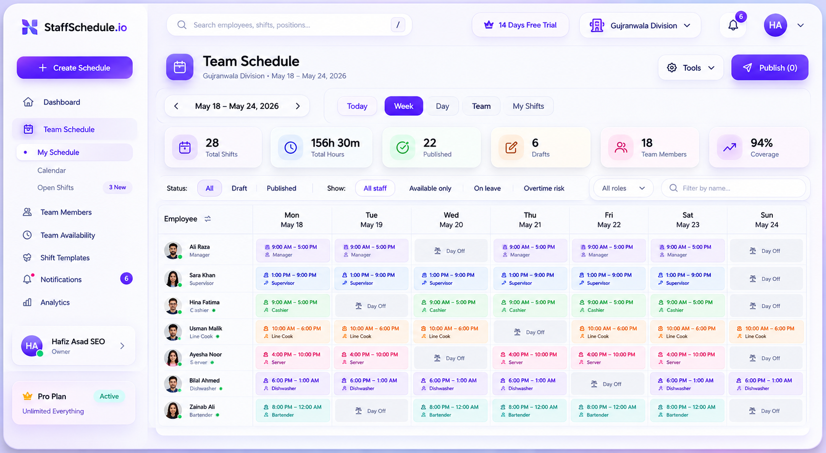 Staff Scheduling
