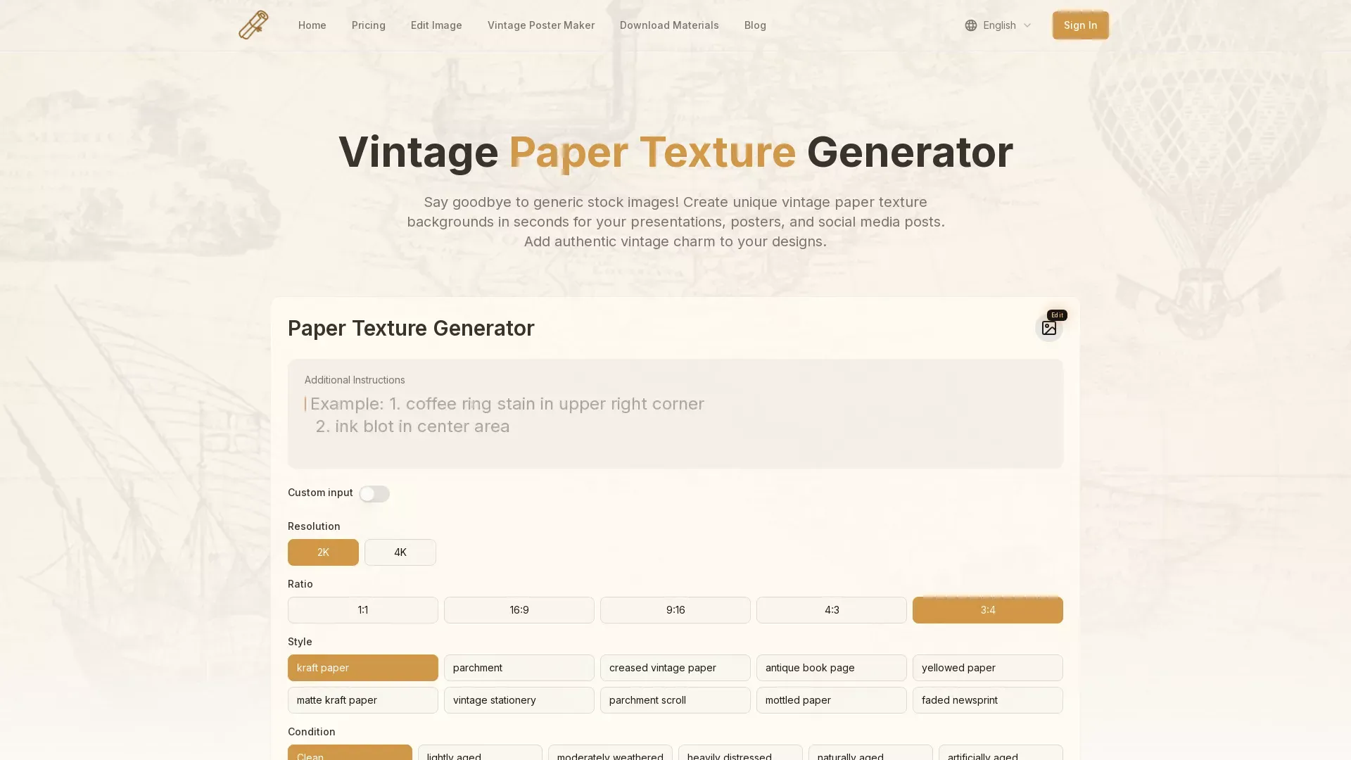 VintagePaperGenerator