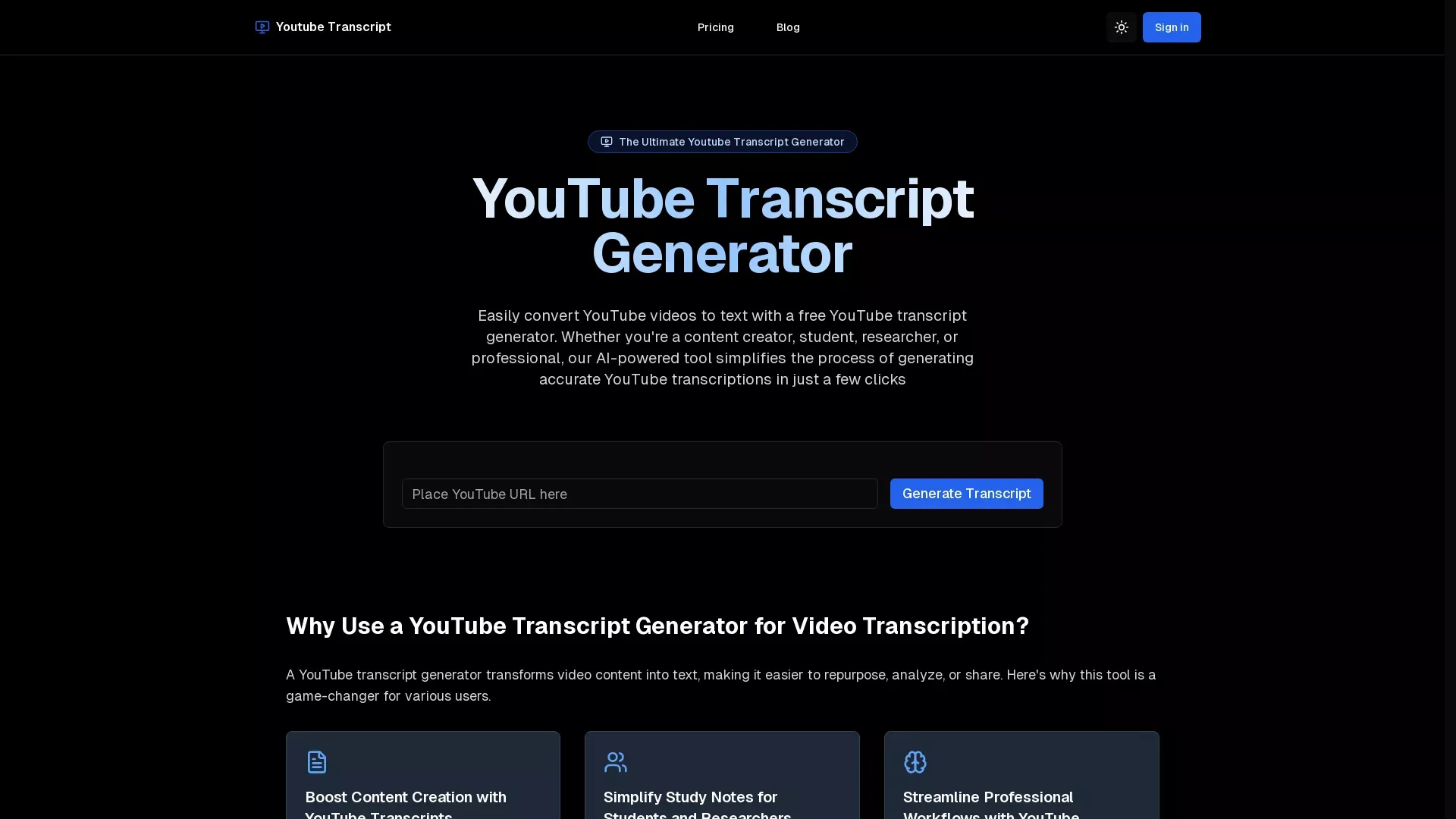 YoutubeTranscriptGenerator